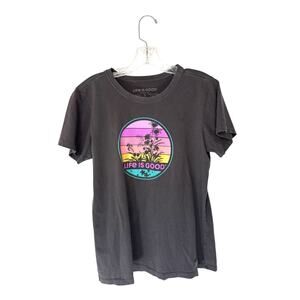 Life is Good Women's Gray Crewneck‎ Crusher Short Sleeve T-Shirt Size Small